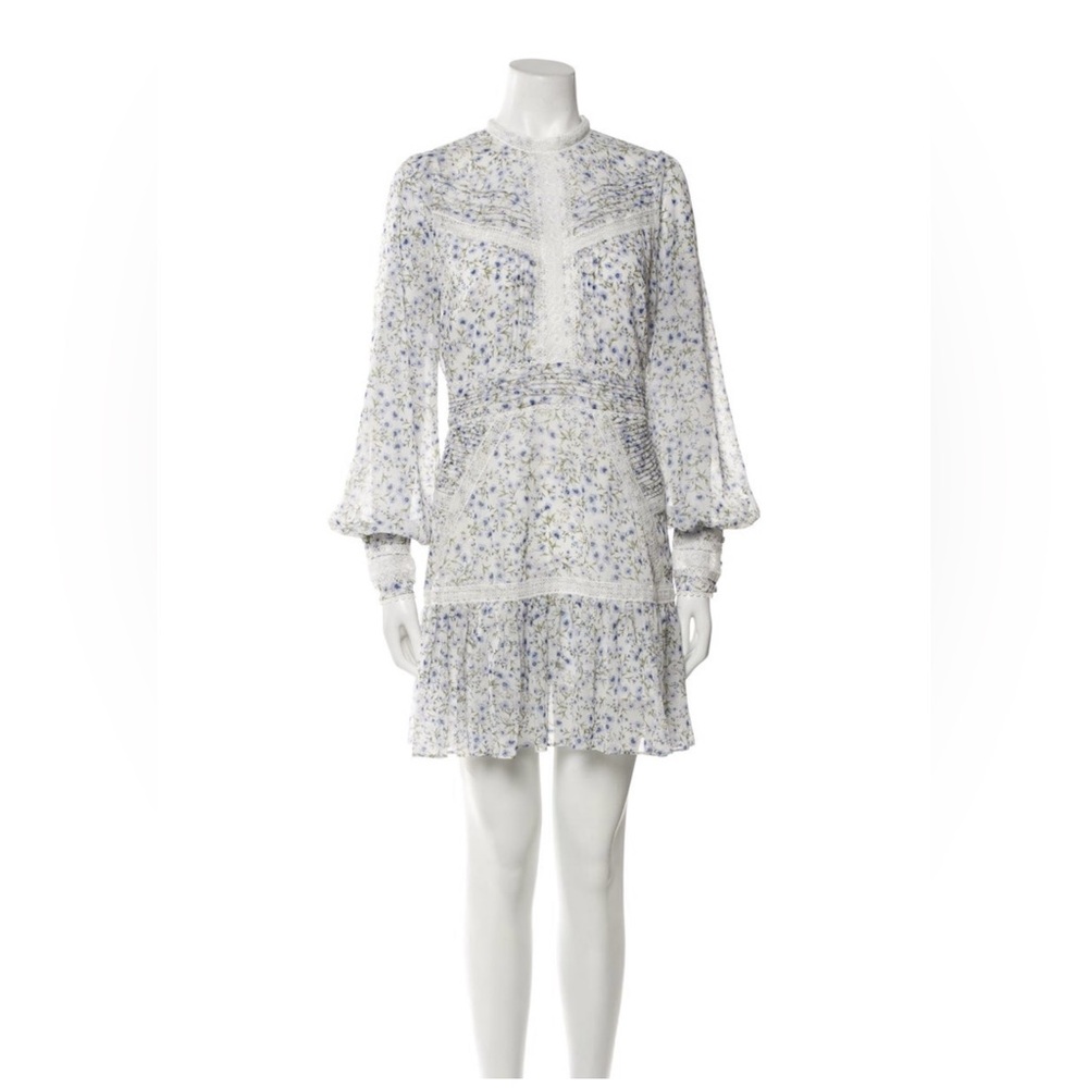 Floral White and Blue Women's Dress